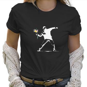 Flower Thrower White - Unofficial Banksy Women T-Shirt | Favorety CA