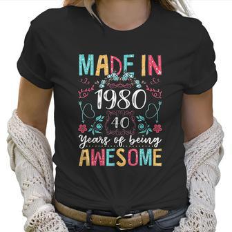 Flowers Vintage Made In 1980 40Th Birthday Gift 40 Years Old Women T-Shirt | Favorety DE