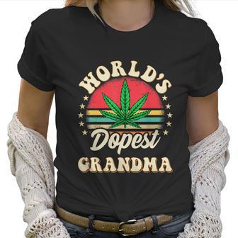 Funny 420 Weed Pot Vintage Matching Worlds Dopest Grandma Women T-Shirt | Favorety UK