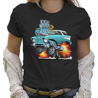 Funny Fifties Style Muscle Car Hot Rod Station Wagon Cartoon Women T-Shirt | Favorety UK