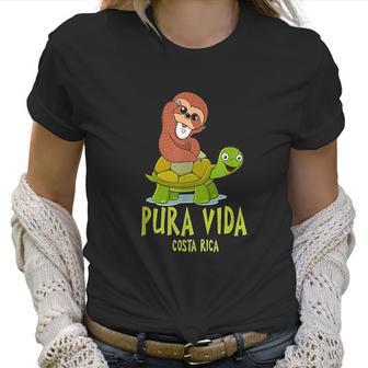 Funny Sloth Riding Turtle Pura Vida Costa Rica Women T-Shirt | Favorety CA