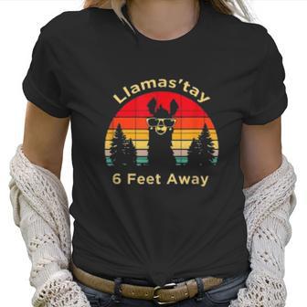 Funny Social Distancing Llama Retro Yoga Gift Women T-Shirt | Favorety UK