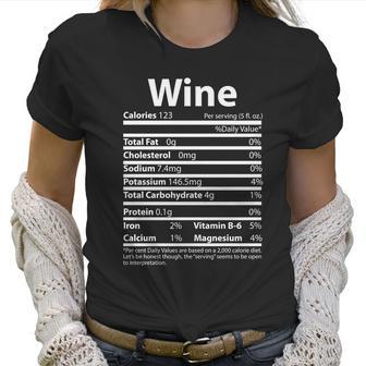 Funny Thanksgiving Wine Nutritional Values Women T-Shirt | Favorety