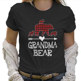 Grandma Bear Three Cubs Red Plaid Grandma Christmas Pajama Women T-Shirt | Favorety UK