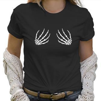 Halloween Bobs For Women Funny Skeleton Hand Bra Women T-Shirt | Favorety