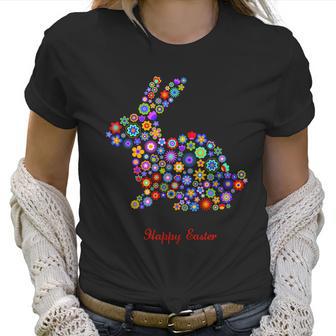 Happy Easter Bunny Rabbit Flowers Logo Women T-Shirt | Favorety UK