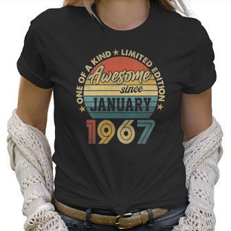 Womens January 1967 Vintage 55 Years Old Retro 55Th Birthday Gift V-Neck Women T-Shirt | Favorety