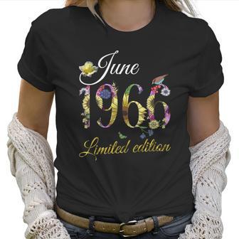 Womens June 1966 - 55 Years Old Sunflowers Floral 55Th Birthday Gift V-Neck Women T-Shirt | Favorety DE