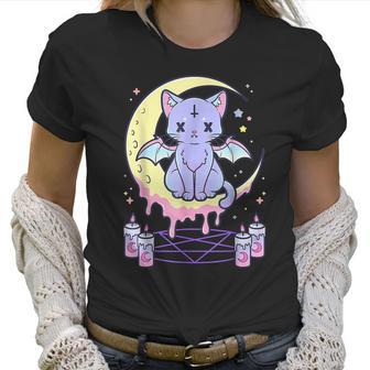 Kawaii Pastel Goth Cute Creepy Black Cat Men Women T-Shirt Graphic Print Casual Unisex Tee Women T-Shirt | Favorety