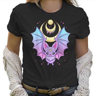 Kawaii Pastel Goth Cute Creepy Crescent Moon Bat Men Women T-Shirt Graphic Print Casual Unisex Tee Women T-Shirt | Favorety AU