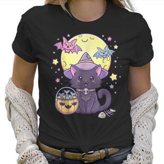 Kawaii Pastel Goth Cute Creepy Halloween Black Cat Witch Hat Men Women T-Shirt Graphic Print Casual Unisex Tee Women T-Shirt | Favorety DE