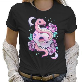 Kawaii Pastel Goth Cute Creepy Skull Serpent Snake Roses Men Women T-Shirt Graphic Print Casual Unisex Tee Women T-Shirt | Favorety CA