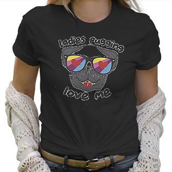 Ladies Pugging Loves Me Pug Mom Women T-Shirt | Favorety