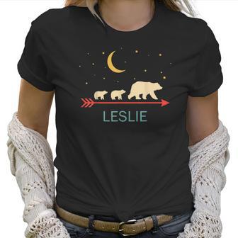 Leslie Name Gift Personalized Mama Bear With 2 Cubs Women T-Shirt | Favorety