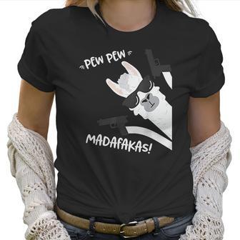 Llama Alpaca With Pistols Vintage Pewpewpew Madafakas Women T-Shirt | Favorety