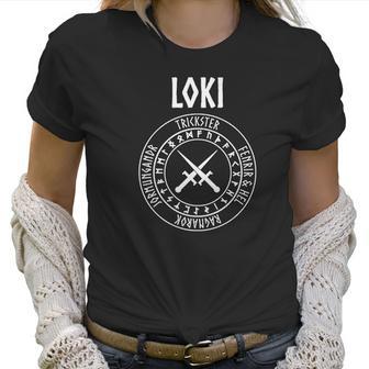 Loki Norse God With Runes Daggers Women T-Shirt | Favorety