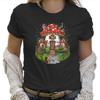 Magic Mushrooms House Forest Fungi Hippie Shrooms Fantasy Women T-Shirt | Favorety CA