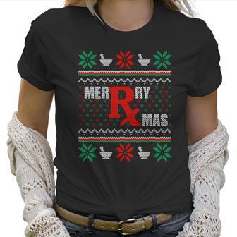 Merry Xmas Pharmacist Ugly Christmas Sweater Pharmacy Tech Sweater Women T-Shirt | Favorety AU