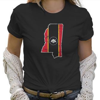 Mississippi New State Flag Weathered Design Southerner Women T-Shirt | Favorety