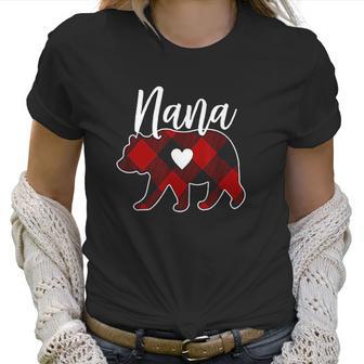 Nana Bear Christmas Buffalo Plaid Red White Women T-Shirt | Favorety UK