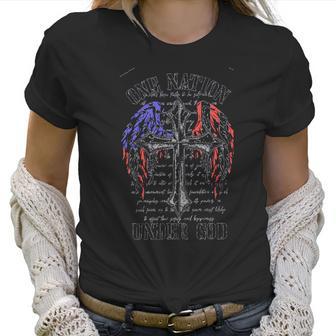 One Nation Under God Christian Cross Flag New Trend Women T-Shirt | Favorety