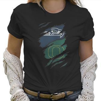 Oregon Ducks And Seattle Seahawks Football Team Fans Women Men Shirts Women T-Shirt | Favorety AU