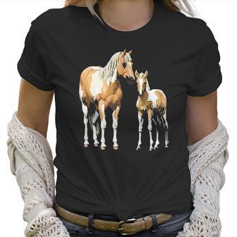 Palomino Pinto Mare Foal Paint Horses Women T-Shirt | Favorety