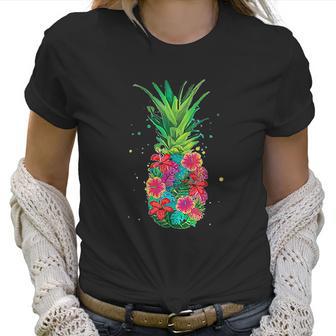 Pineapple Flowers Women Aloha Hawaii Vintage Hawaiian Women T-Shirt | Favorety DE