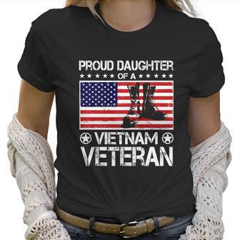 Proud Daughter Of Vietnam Veteran Us Flag Veteran Boots Graphic Design Printed Casual Daily Basic Women T-Shirt | Favorety