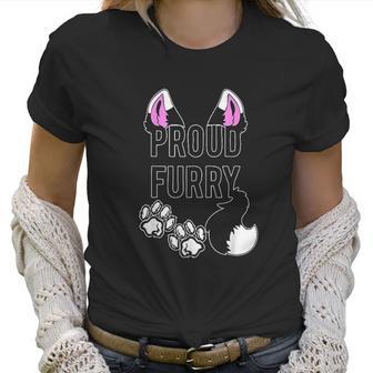 Proud Furry Furries Tail Ears Cosplay Fursona Women Men Women T-Shirt | Favorety