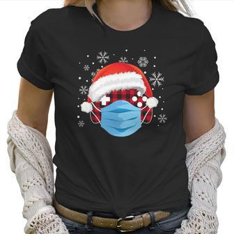 Quarantine Christmas Gamer Face Mask Plaid Video Game Lover Women T-Shirt | Favorety AU