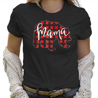 Red Plaid Mama Bear Buffalo Mom Women T-Shirt | Favorety