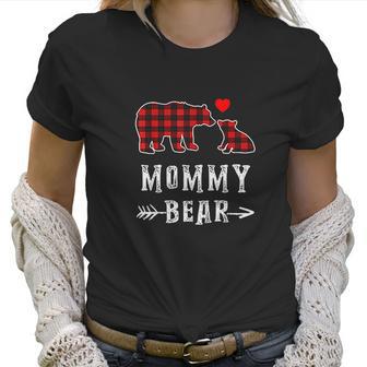 Red Plaid Mommy Bear One Cub Matching Buffalo Pajama Xmas Women T-Shirt | Favorety CA