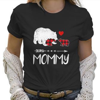 Red Plaid Mommy Bear Two Cubs Matching Buffalo Xmas Women T-Shirt | Favorety AU