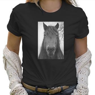 Retro Graphic Horse Head Mono Picture Women T-Shirt | Favorety