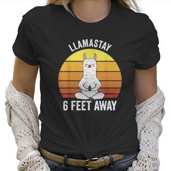 Retro Llamastay 6 Feet Away Llama Social Distancing Women T-Shirt | Favorety AU