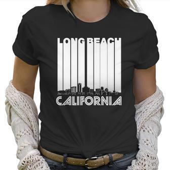 Retro Long Beach California Skyline Womens Tshirt By American Apparel Women T-Shirt | Favorety AU