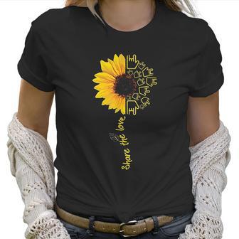 Sign Language Asl American Sunflower Share The Love Women T-Shirt | Favorety