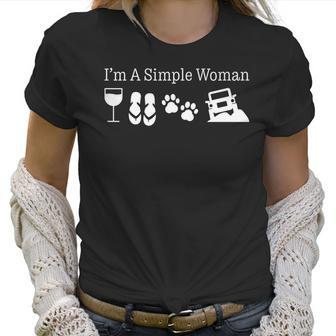 Womens Im A Simple Woman Love Wine Flip Flops Dog Jeeps Gift Women T-Shirt | Favorety