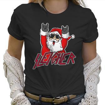 Sleigher Santa Claus Metal Christmas Funny Hail Santa Women T-Shirt | Favorety AU