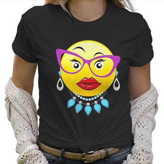 Smiling Emojis Lady Bling Face Glasses Women Women T-Shirt | Favorety CA