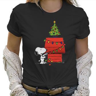 Snoopy And Christmas Tree Women T-Shirt | Favorety