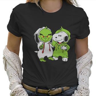 Snoopy And Grinch Fushion Peanuts How The Grinch Stole Christmas Women T-Shirt | Favorety UK