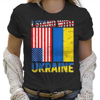 I Stand With Ukraine Support Ukraine Ukrainian American Flag V2 Men Women T-Shirt Graphic Print Casual Unisex Tee Women T-Shirt | Favorety UK