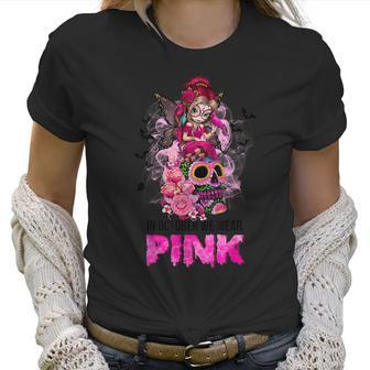 Sugar Skull Fight Breast Cancer Awareness Like A Girl Ribbon Men Women T-Shirt Graphic Print Casual Unisex Tee Women T-Shirt | Favorety DE