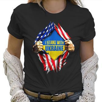 Support I Stand With Ukraine American Flag Ukrainian Flag Men Women T-Shirt Graphic Print Casual Unisex Tee Women T-Shirt | Favorety AU