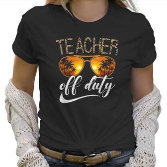 Teacher Of Duty Happy Vacation Summer Sunset Palm Trees On The Beach Sunglasses Women T-Shirt | Favorety