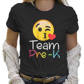 Team Pre K Teacher Emoji Hearts Love Back To School Women T-Shirt | Favorety AU