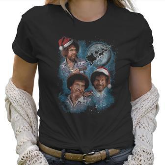 Teelocity 3 Bob Ross Moon Christmas Graphic Women T-Shirt | Favorety AU