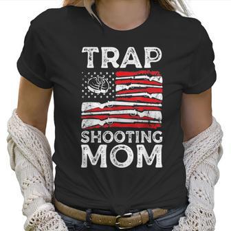 Trap Shooting Mom Gun Rights American Flag Mothers Day Women T-Shirt | Favorety DE